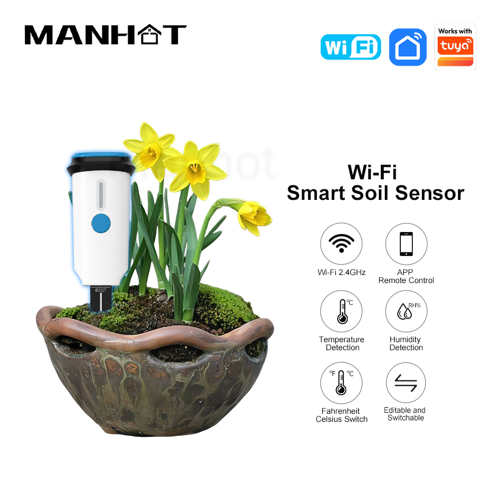 Smart Garden Moisture Sensor - MANHOT Wi-Fi 스마트 토양 측정기, 습도