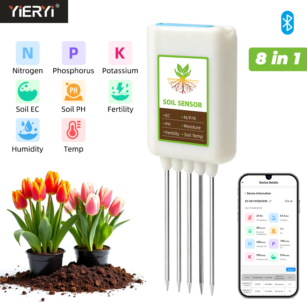 이에리 블루투스 8 in 1 토양 테스터 NPK 센서  - Smart Garden Moisture Sensor 리뷰 및 가격